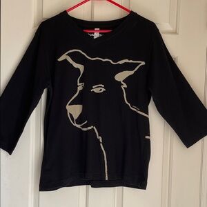 Graphic Black V-Neck Tee with Cream Animal Silhouette